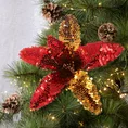 Świąteczny kwiat dekoracyjny z tkaniny z lśniącymi cekinami - 20 cm - czerwony 1