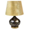 Lampa stołowa MYRA na szklanej podstawie z przecieranego szkła czarno-złota z wytłaczanego złotego welwetu - ∅ 24 x 53 cm - czarny 3