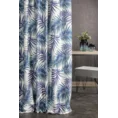 Tkanina zasłonowa zaciemniająca typu blackout z motywem egzotycznych liści - 300 cm - niebieski 5