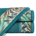 EWA MINGE Ręcznik COLLIN z bordiurą zdobioną fantazyjnym nadrukiem - 50 x 90 cm - turkusowy 1
