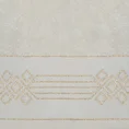 Ręcznik KAMELA bawełniany z bordiurą z geometrycznym ornamentem utkanym srebrną nicią - 70 x 140 cm - kremowy 2