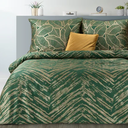 NOVA PRINT METALLIC 28 Komplet pościeli z wysokogatunkowej satyny bawełnianej z metalicznym nadrukiem łącząca motywy geometryczne i botaniczne w kartonowym opakowaniu na prezent NOVA PRINT METALLIC 28 Komplet pościeli z wysokogatunkowej satyny bawełnianej z metalicznym nadrukiem łącząca motywy geometryczne i botaniczne w kartonowym opakowaniu na prezent - 220 x 200 cm