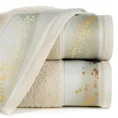 EVA MINGE Ręcznik MINGE 4 z bordiurą zdobioną fantazyjnym nadrukiem w marmurek - 50 x 90 cm - beżowy 1