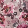 Dwustronny welwetowy bieżnik z nadrukiem barwnych kwiatów - 35 x 180 cm - pudrowy róż 6