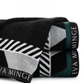 EVA MINGE Ręcznik EVA 7 z puszystej bawełny z bordiurą zdobioną designerskim nadrukiem - 30 x 50 cm - czarny 1