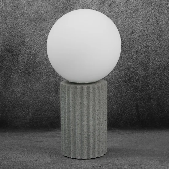 Lampa stołowa ASPEN na podstawie z betonu - ∅ 16 x 40 cm - biały