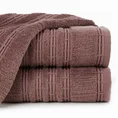 Ręcznik ROMEO z bawełny podkreślony bordiurą tkaną  w wypukłe paski - 70 x 140 cm - ciemnoróżowy 1