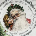Obrus świąteczny SANDY zdobiony nadrukiem ze świątecznym motywem w stylu vintage i koronką - 85 x 85 cm - biały 2