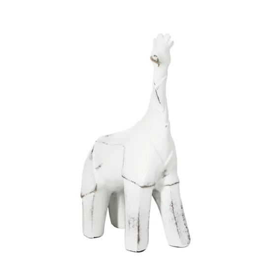 Figurka dekoracyjna żyrafa w stylu shabby chic o przecieranych brzegach - 9 x 5 x 17 cm - biały