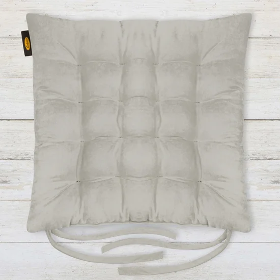 ADORE dwustronna welurowa poduszka siedziskowa na krzesło z szesnastoma pikowaniami, gramatura 195 g/m2 - 40x40x6 cm - popielaty