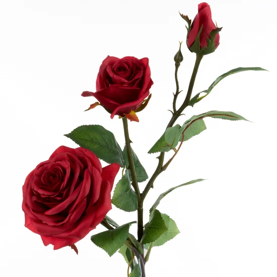 RÓŻA WIELOKWIATOWA kwiat sztuczny dekoracyjny z płatkami z jedwabistej tkaniny - ∅ 11 x 80 cm - czerwony
