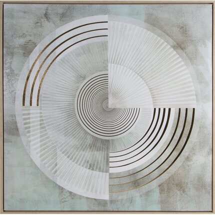 Obraz abstrakcyjny drukowany na płótnie oprawiony w ramę 80 x 80 cm biały,złocisty