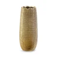 Wazon ceramiczny SELMA z wytłaczanym wzorem brązowo-złoty - ∅ 12 x 28 cm - brązowy 2