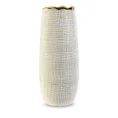 Wazon ceramiczny SELMA z wytłaczanym wzorem biało-złoty - ∅ 14 x 33 cm - biały 1