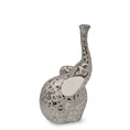 Słoń - figurka ceramiczna srebrno-biała - 14 x 10 x 26 cm - biały 1