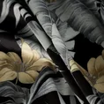 Zasłona LOREN z miękkiego welwetu z nadrukiem  egzotycznych liści i kwiatów - 140 x 250 cm - czarny 8