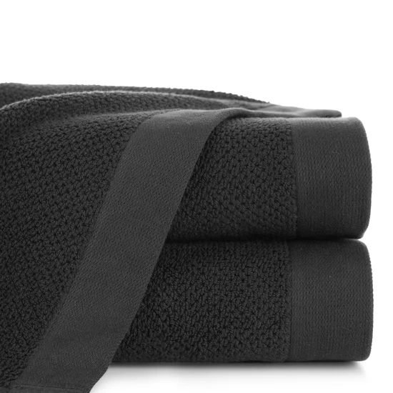 Ręcznik RISO o ryżowej strukturze podkreślony bordiurą frotte - 50 x 90 cm - czarny
