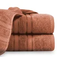 EUROFIRANY PREMIUM Ręcznik MILA  z włókien bambusowych z  bordiurą tkaną w ozdobne pasy 3D - 50 x 90 cm - pomarańczowy 1
