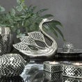 Wazon ceramiczny dekorowany lusterkami w stylu glamour srebrno-czarny - 14 x 9 x 20 cm - srebrny 3