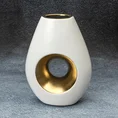 Wazon ceramiczny MIRA z otworem biało-złoty - 15 x 7 x 20 cm - biały 1
