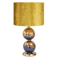 Lampa stołowa SABRINA na szklanej podstawie ze złoto-granatowego szkła z welwetowym abażurem - ∅ 36 x 61 cm - musztardowy 5