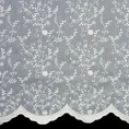 Tkanina firanowa  tkanina z efektem subtelnego deszczyku zdobiona jasnozłotym haftem z roślinnym motywem - 180 cm - biały 4
