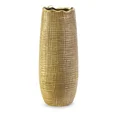 Wazon ceramiczny SELMA z wytłaczanym wzorem brązowo-złoty - ∅ 14 x 33 cm - brązowy 2