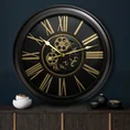 Dekoracyjny zegar ścienny w stylu retro z ruchomymi kołami zębatymi - 64 x 11 x 64 cm - czarny 8