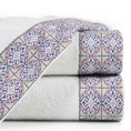 Ręcznik z żakardową bordiurą i geometrycznym wzorem - 50 x 90 cm - kremowy 1