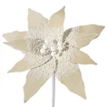 Świąteczny kwiat dekoracyjny z welwetu zdobiony koralikami - ∅ 26 cm - beżowy 2