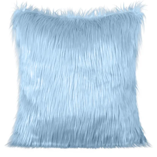 Poszewka dekoracyjna z miękkiego ekologicznego futerka z długim włosem - 55 x 55 cm - jasnoniebieski