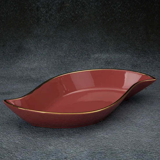 Patera ceramiczna SIBEL gładki i nowoczesny design - 35 x 17 x 5 cm - ciemnoróżowy