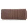 Ręcznik bawełniany ROSITA o ryżowej strukturze z żakardową bordiurą z geometrycznym wzorem, brązowy - 50 x 90 cm - brązowy 3