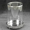 Świecznik dekoracyjny FIN z metalu ze szklanym kloszem dekorowany srebrzystymi kryształkami - ∅ 14 x 20 cm - transparentny 1