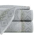 Ręcznik z bawełny zdobiony wzorem w zygzaki z gładką bordiurą - 50 x 90 cm - popielaty 1