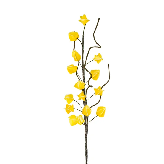 GAŁĄZKA OZDOBNA z pąkami, kwiat sztuczny dekoracyjny - 88 cm - żółty