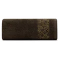 Ręcznik bawełniany NIKA 70x140 cm z żakardową bordiurą z geometrycznym wzorem podkreślonym złotą nicią, brązowy - 70 x 140 cm - brązowy 3