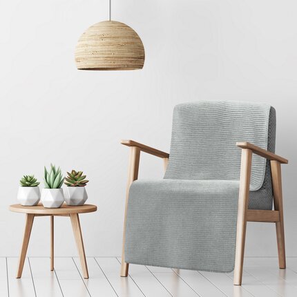 DESIGN 91 Narzuta na fotel-koc AMBER bardzo miękki w dotyku ze strukturalnym wzorem 3D z włókien bawełniano-akrylowych 70 x 160 cm srebrny | Eurofirany