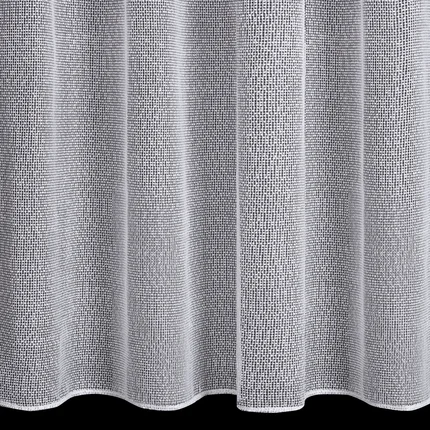 Firana MAJA o strukturze siatki z efektem bukli przeplatana srebrną nicią Firana MAJA o strukturze siatki z efektem bukli przeplatana srebrną nicią - 140 x 260 cm