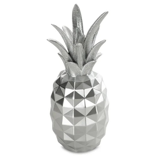 ANANAS- figurka dekoracyjna ESTEL - 10 x 10 x 25 cm - srebrny