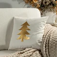 Poszewka świąteczna CHRISTI z miękkiego welwetu z nadrukiem złotej choinki - 45 x 45 cm - biały 2