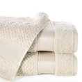 EUROFIRANY PREMIUM Ręcznik MILAN z puszystej bawełny frotte o ryżowej strukturze z błyszczącą bordiurą - 50 x 90 cm - beżowy 1