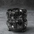Świecznik HANA 3 z metalu szkła i kryształków w stylu glamour - ∅ 10 x 9 cm - czarny 1