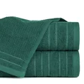 Ręcznik z welurową bordiurą przetykaną błyszczącą nicią - 70 x 140 cm - butelkowy zielony 1