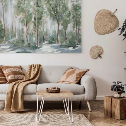 Obraz FOREST 1 ręcznie malowany na płótnie letni pejzaż lasu Obraz FOREST 1 ręcznie malowany na płótnie letni pejzaż lasu - 120 x 90 cm