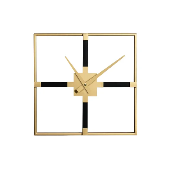 Dekoracyjny zegar ścienny z metalu w stylu nowoczesnym, kwadratowy - 40 x 5 x 40 cm - czarny