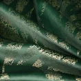 Zasłona ELENA z miękkiego welwetu ze złotym nadrukiem liści - 140 x 250 cm - zielony 6