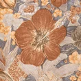 Zasłona DIANA z miękkiego welwetu z kwiatowym nadrukiem - 140 x 250 cm - rudy 12