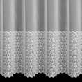 Tkanina firanowa zwiewna i delikatna mikrosiateczka w kolorze białym zakończona pasem haftu ze srebrną nicią - 280 cm - biały 3