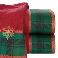 Ręcznik świąteczny CHERRY  01 bawełniany z żakardową bordiurą w kratkę i haftem ze śnieżynkami - 50 x 90 cm - czerwony 1